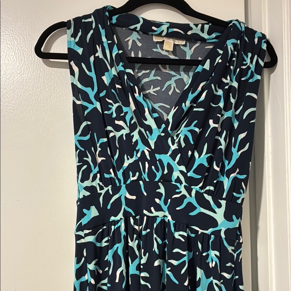 Blue and White Patterned Sleeveless Dress New Micheal Kors coral print